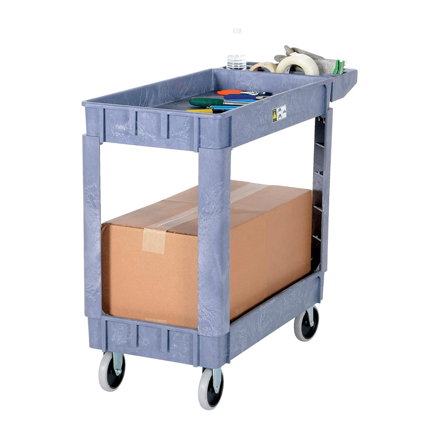 PLSC-2-1731 Plastic Utility Service Cart 2 Shelves 40 In. X 18-1/2 In. X 33-1/2