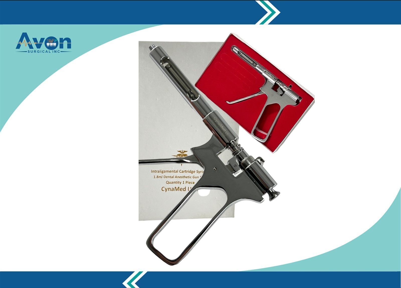 2 Pack – Dental Anesthetic Syringe 1.8mL Pistol Style | Stainless Steel