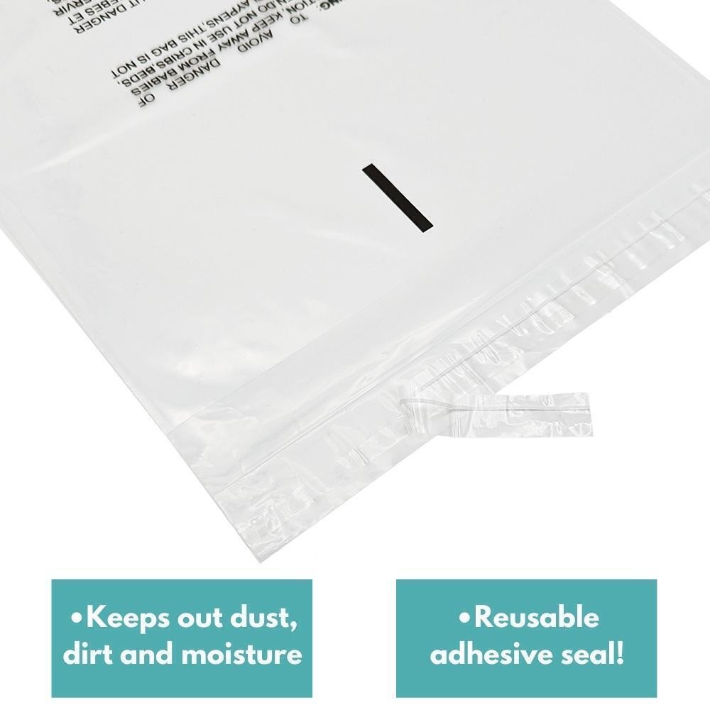 Clear Resealable Bags with Suffocation Warning 1.5 Mil: Choose Size & Pack