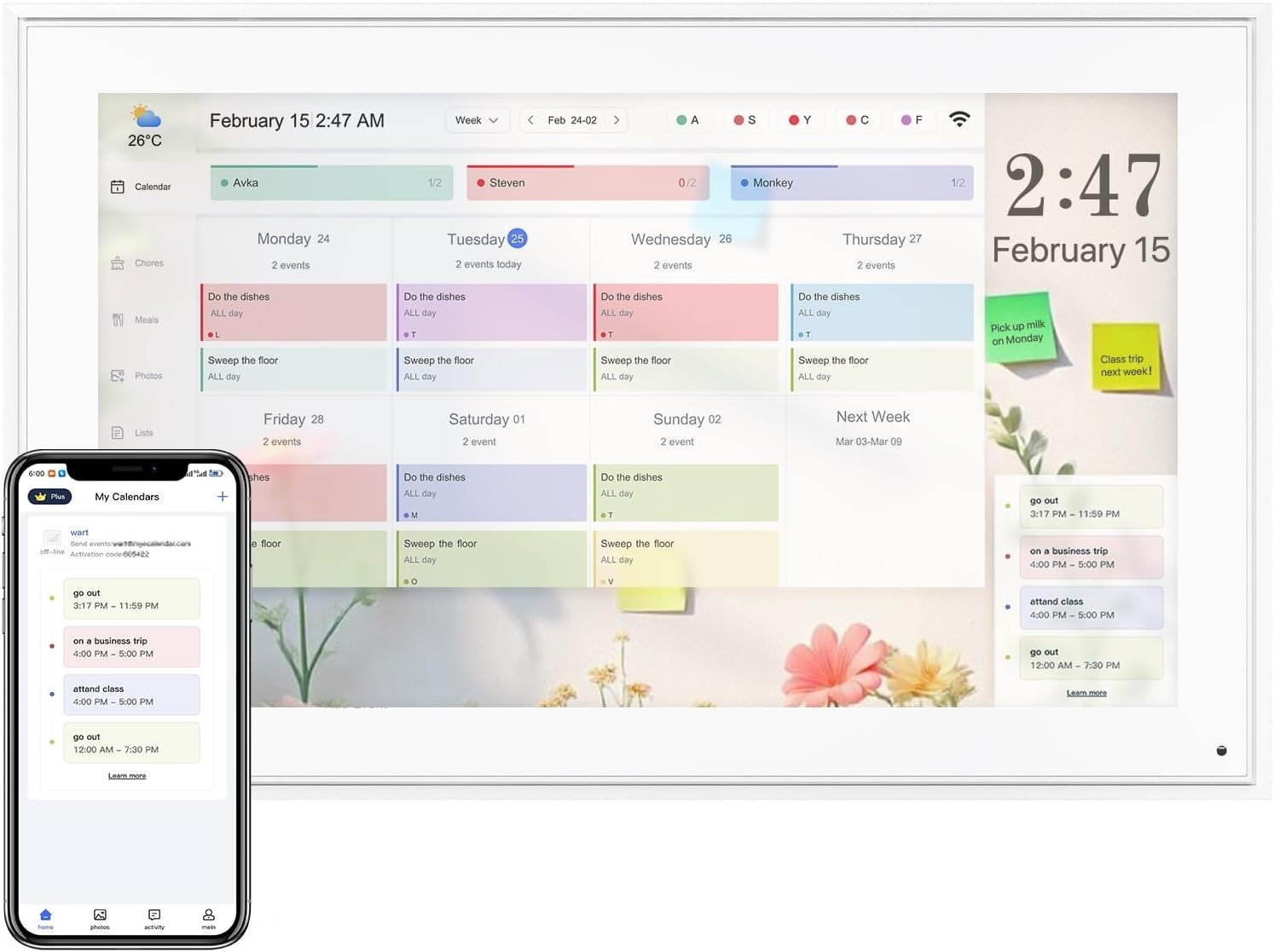 Digital Calendar 15.6″ Electronic Calendar Chore Family Schedule 1920x1080P OPEN