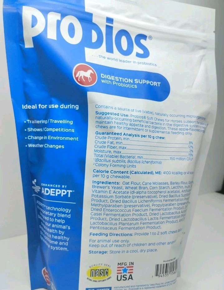 New! Probios Horse Soft Chews Apple, 1.32 lb for Digestion Support EXP. 10/2027