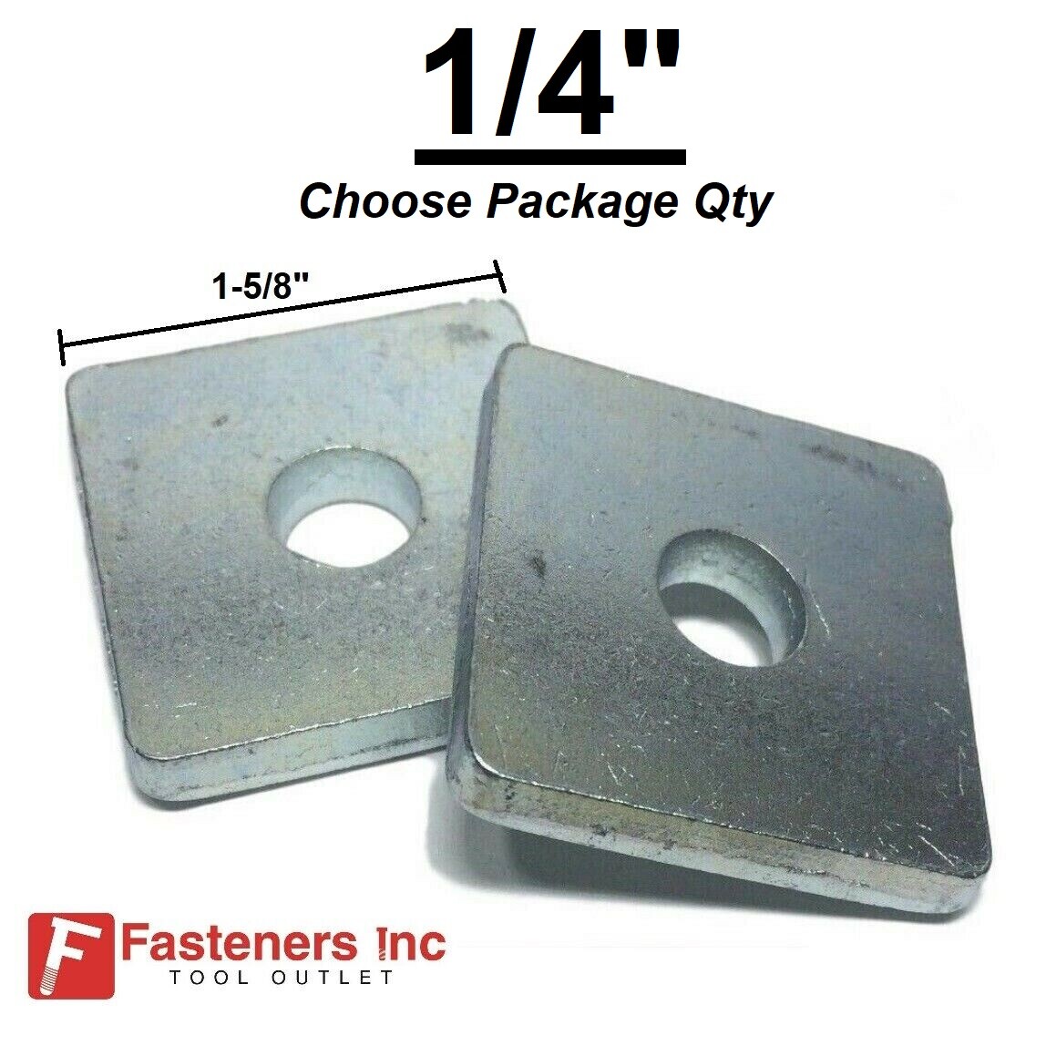 1/4″ x 1-5/8″ Strut Bearing Plate Square Washers Steel Zinc for Unistrut Channel