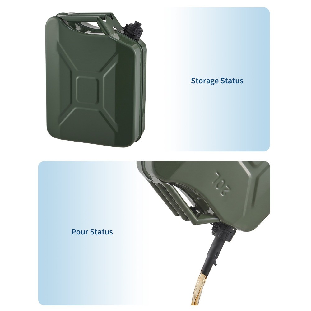 2Pcs 5.3 Gallon Jerry Can Gas Steel Tank Green Military NATO Style W/ Spout US
