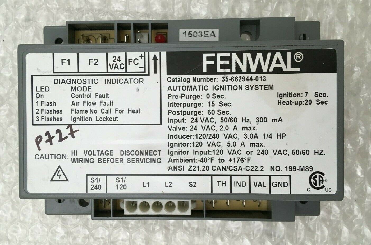 Fenwal 35-662944-013 Automatic Ignition Control System used FREE shipping #P727*