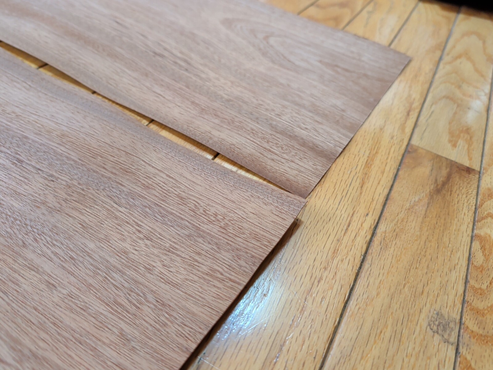 Sapele mahogany wood veneer 2 pieces 10 1/2″ x 21″ each 1/42″ raw buckled
