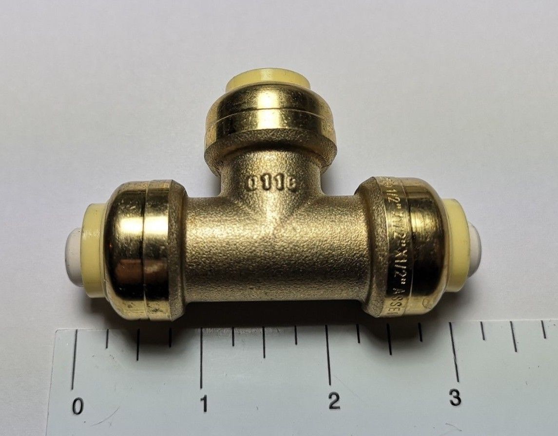 PUSH FIT TEES 1/2″ X 1/2″ X 1/2″ (10 PIECES) – LEAD FREE BRASS