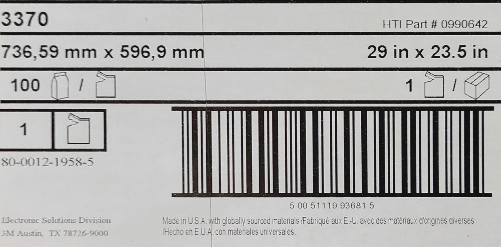 (100 Unit Pack) New 3M 3370 Moisture Barrier Bags 29″ x 23.5″ 3.6mils Thick