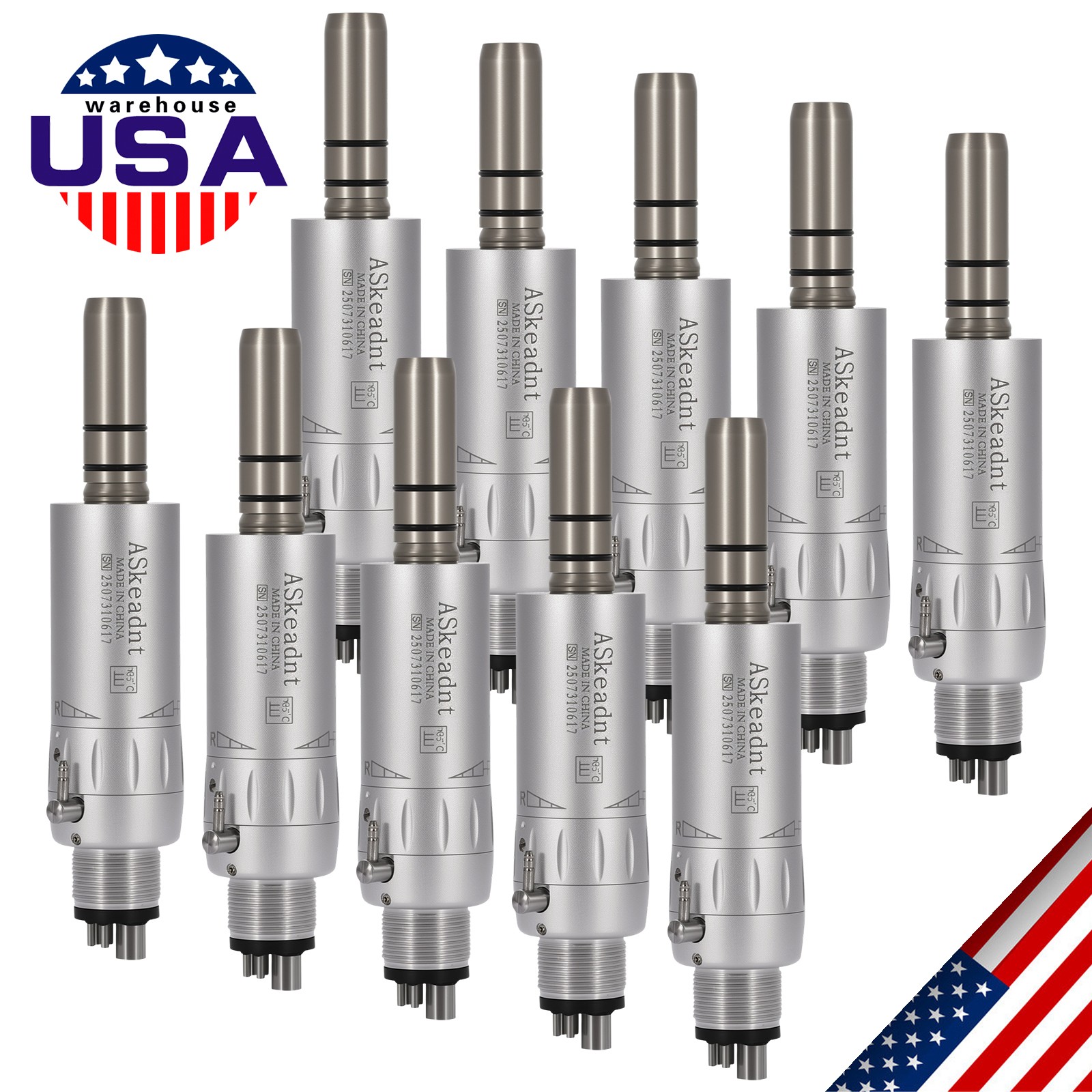 1-10 ASkeadnt Dental Slow Speed Motor Air Motor 4 Hole E-Type Micromotor