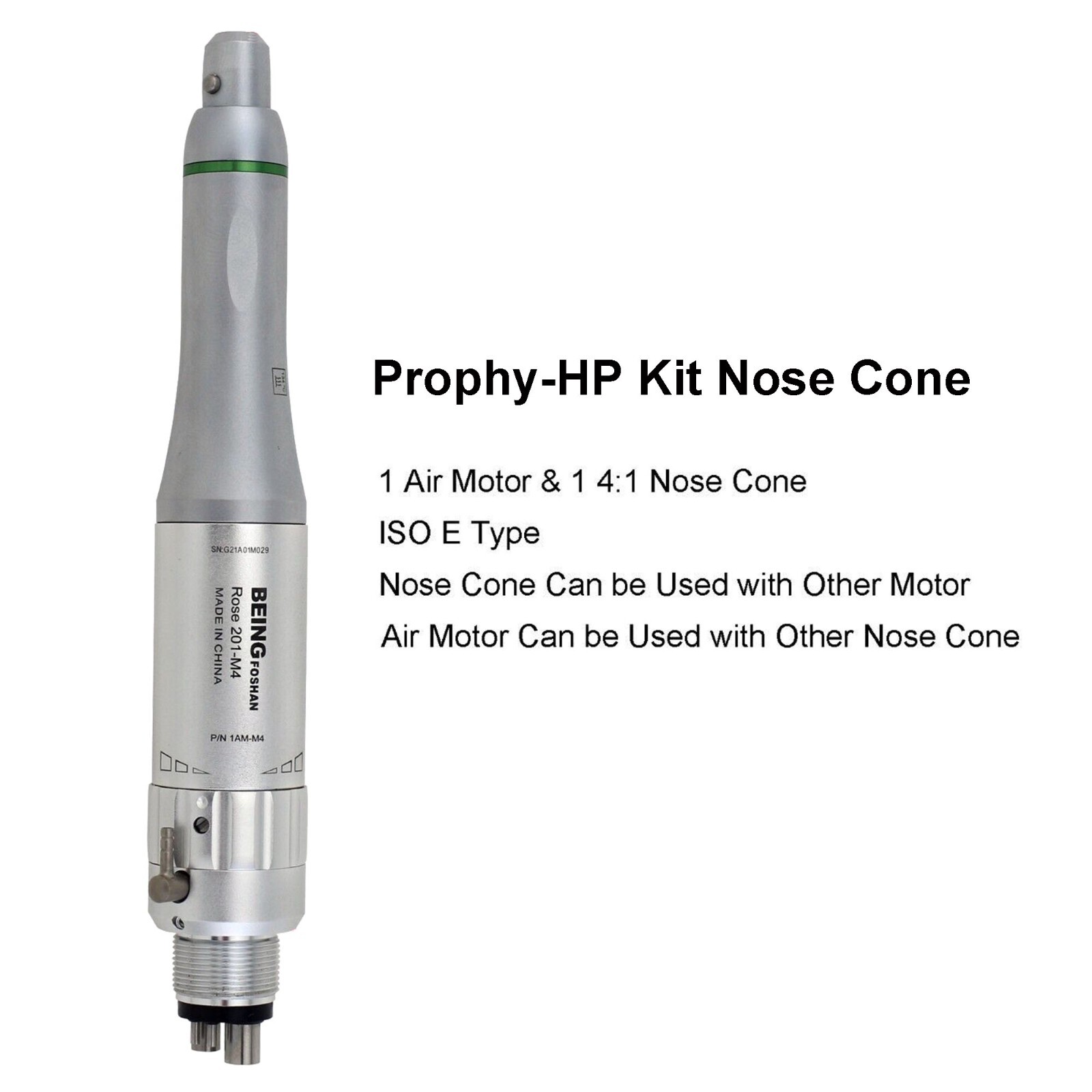 Dental Hygiene Prophy Handpiece Straight Nosecone 1:1 4:1 Low Speed Air Motor 4H