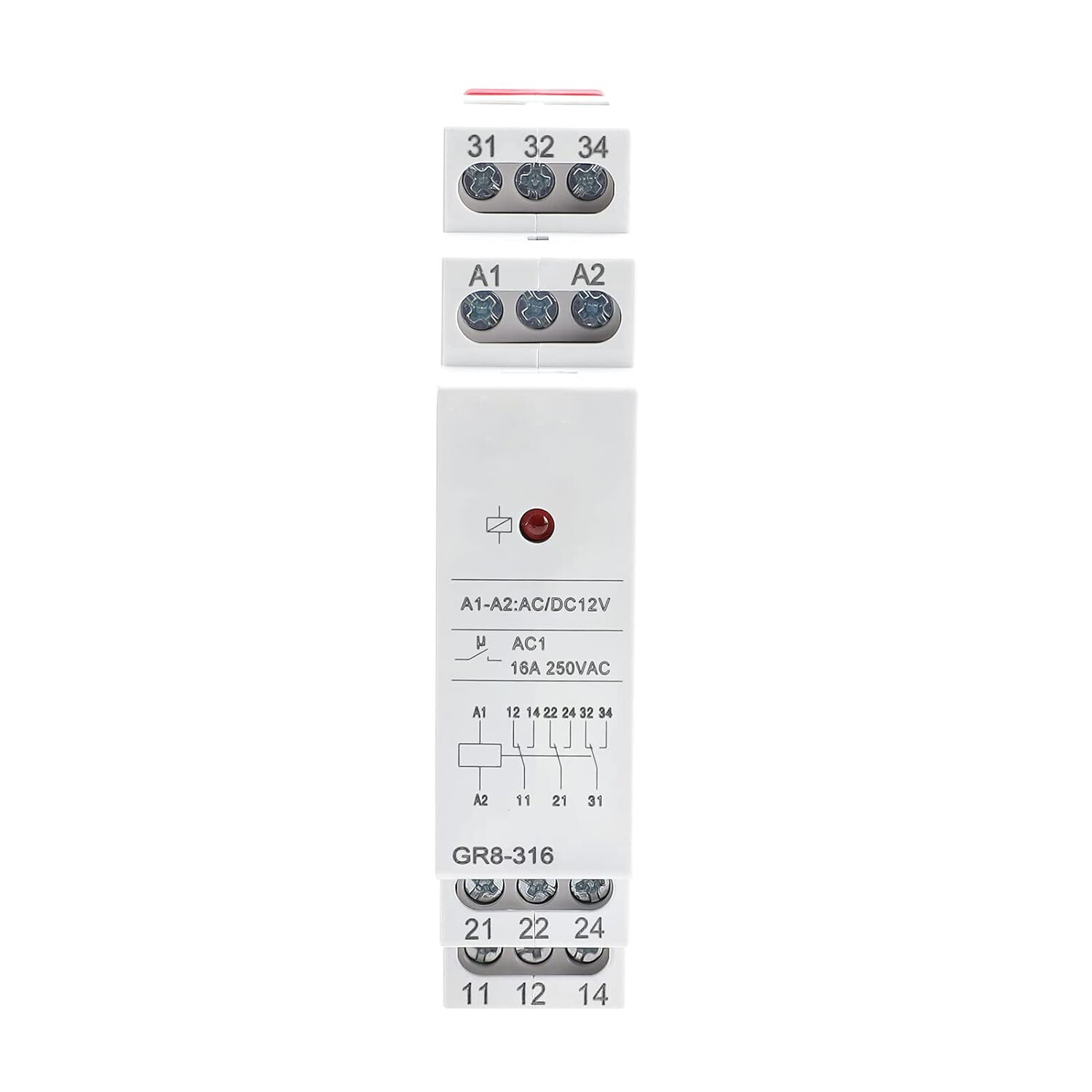 NEW Intermediate Relay Auxiliary Relay 16A 3 SPDT GR8-316 AC/DC12V Din Rail