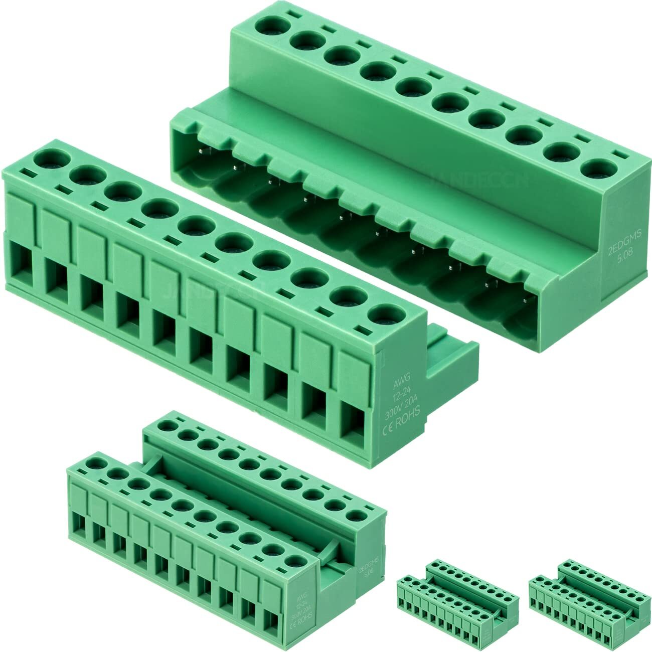 4Pcs 10 Pin 5.08mm Pitch DIY PCB Mount Screw Terminal Block Connector with 4P…