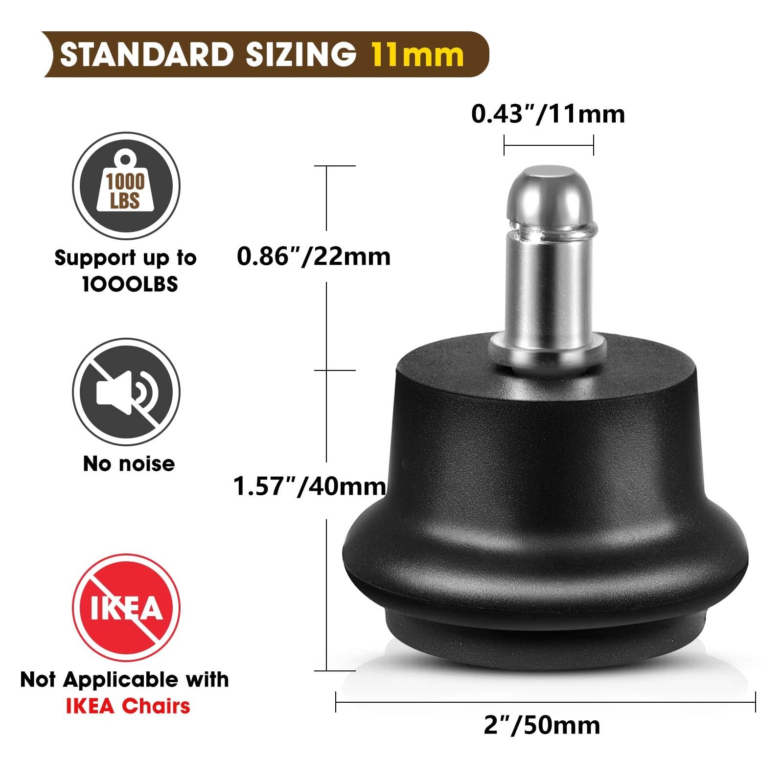 Bell Glides for Office Chair Legs Replace Wheels with Fixed Stationary Castor…