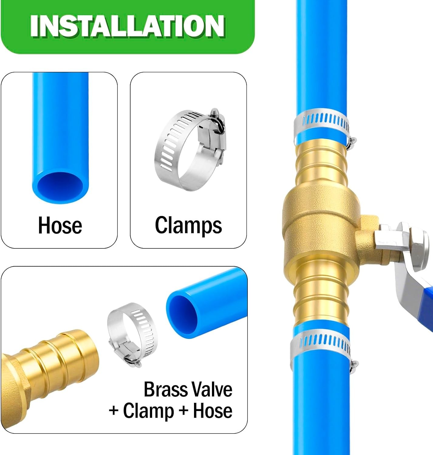5/8″ Brass Hose Barb Ball Valve 2pcs