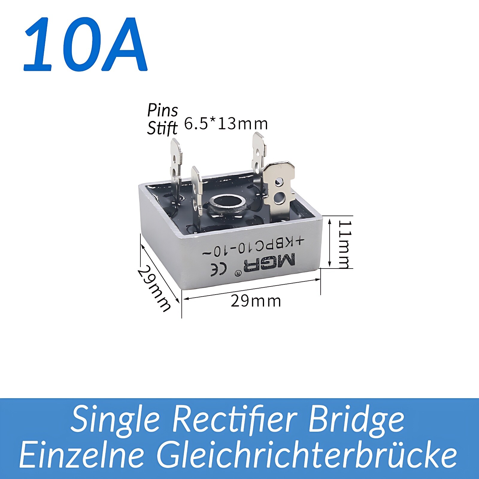 10/15/20/25/35/50A 1000V Metal Case Single Phases Diode Bridge Rectifier KBPC