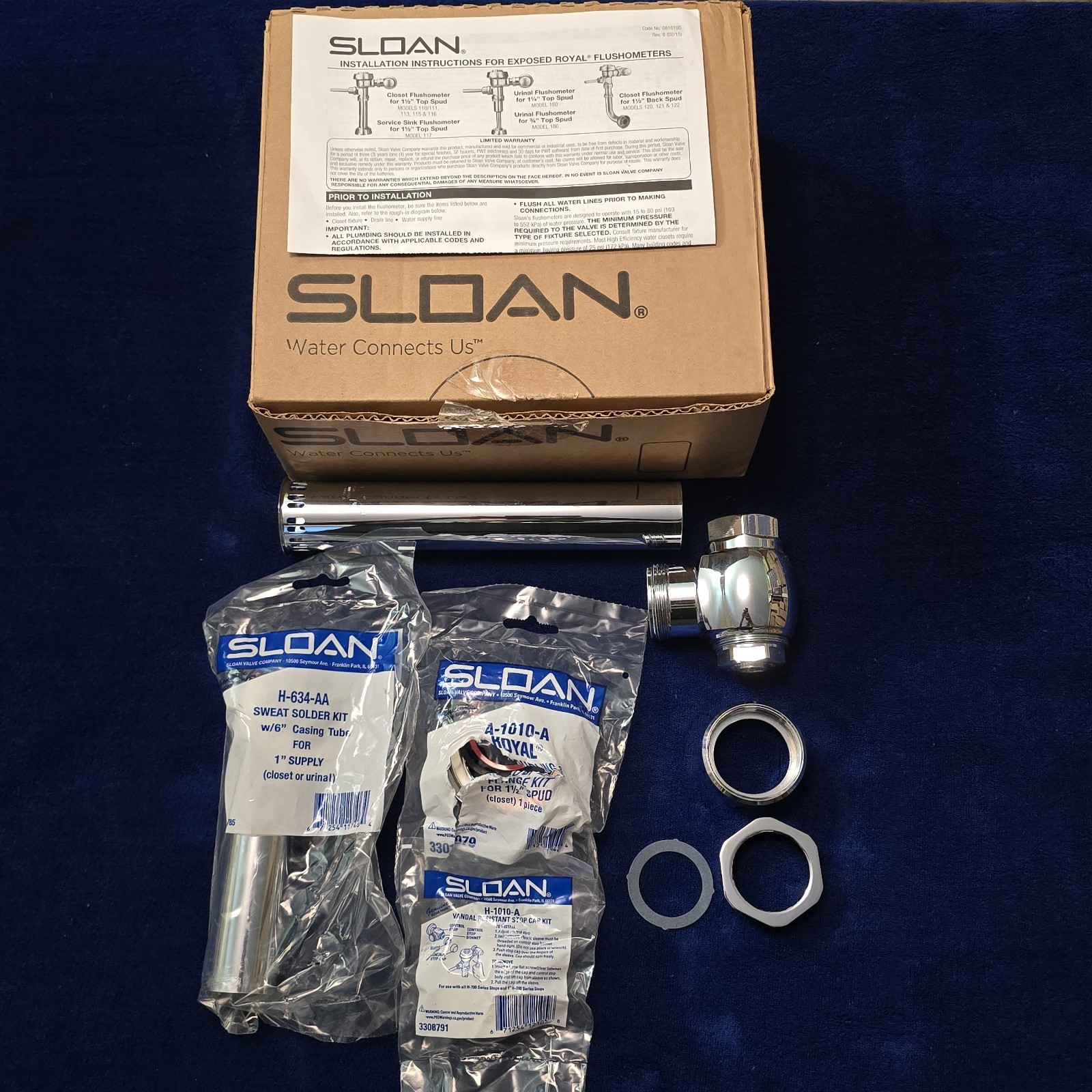 Sloan Royal 111 Chrome Manual Water Closet Flushometer 1.6 GPF (READ)