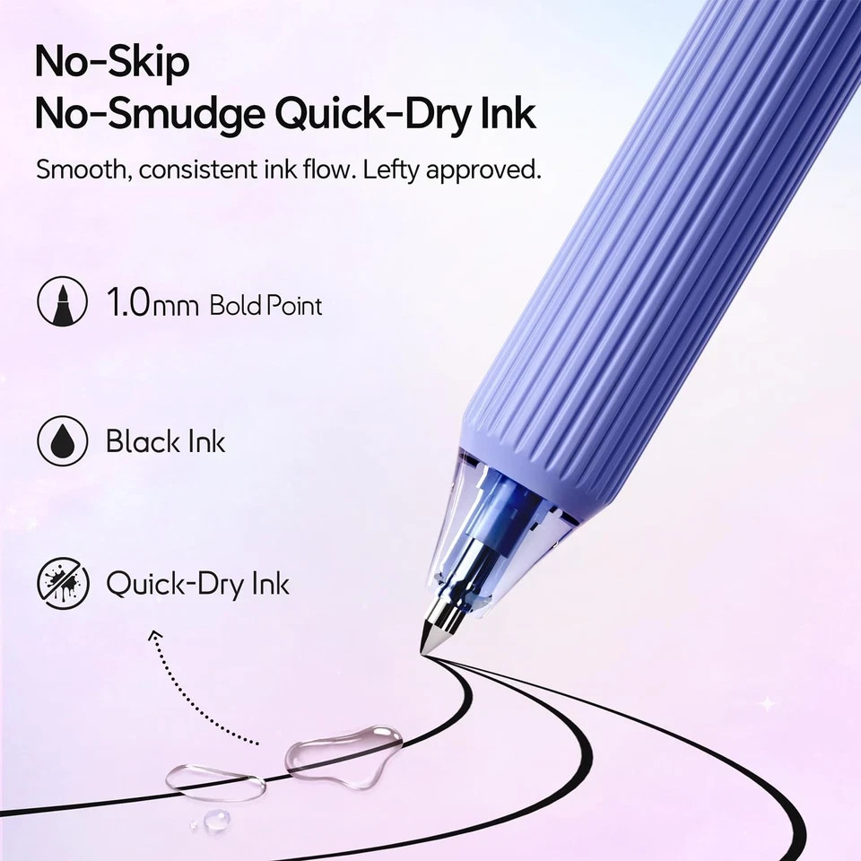 WRITECH Gel Pens Bold Point: 1.0mm Black Ink 1 Count (Pack of 4), 4