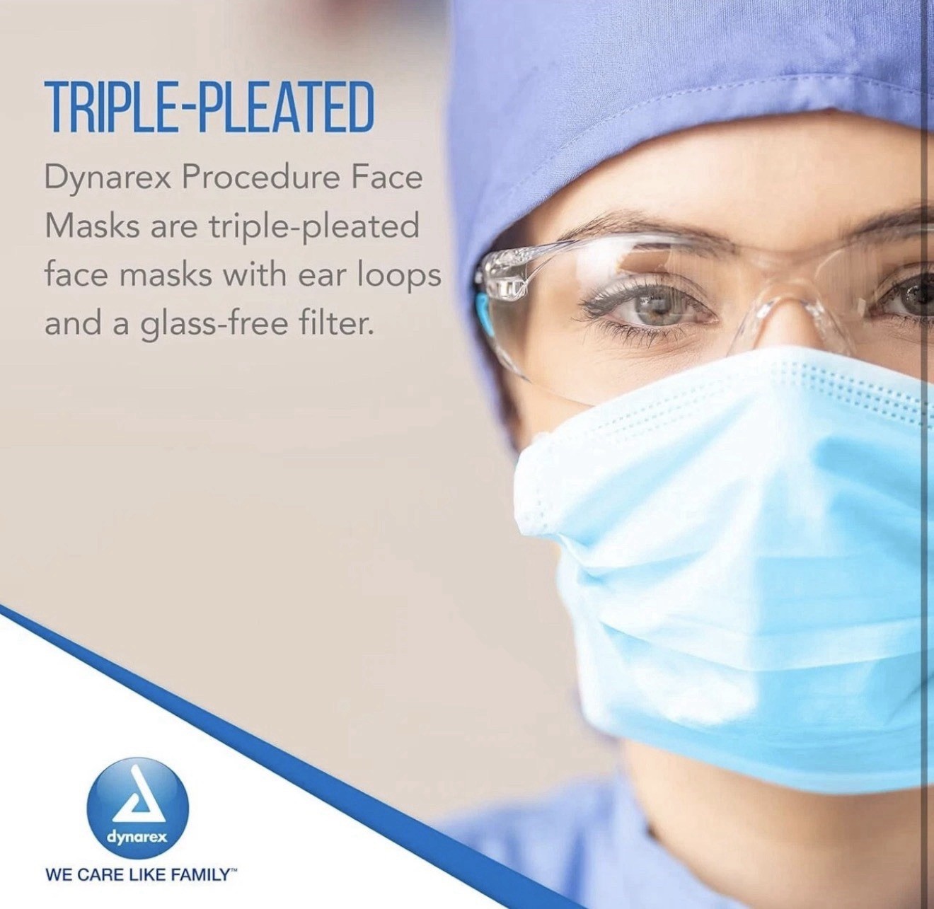 Dynarex 2201 Surgical Procedure Face Mask with Ear Loops – 2 Box (50 Count Each)
