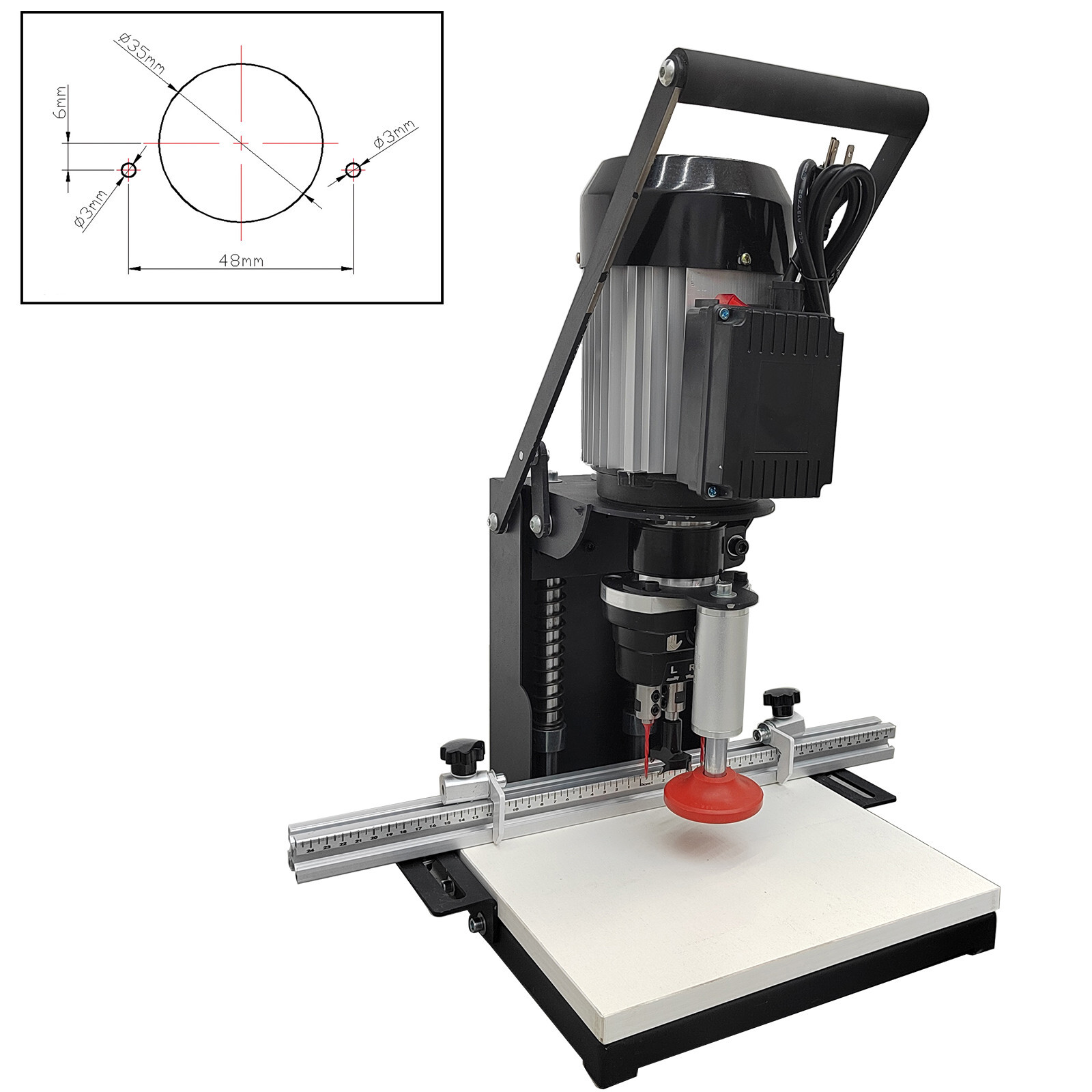 48-6 Handheld Portable Hinge Drilling Machine Woodworking Driller 110V 1.5HP