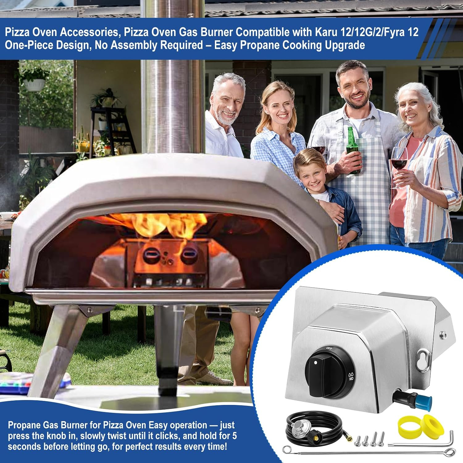 Pizza Oven Accessories, Pizza Oven Gas Burner Attachment, Outdoor Pizza Oven Acc