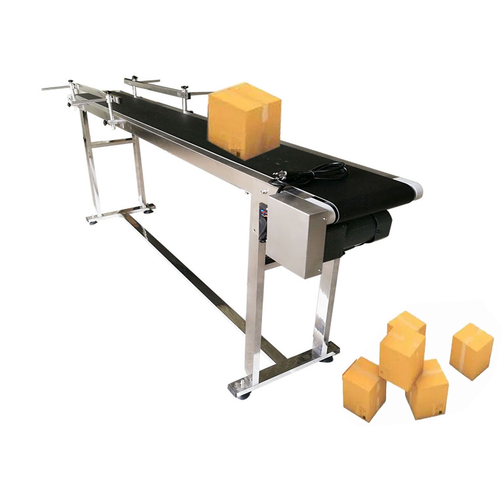 70.8″*7.8″ Black PVC Belt Conveyor with Double Guardrail Adjustable speed 110V