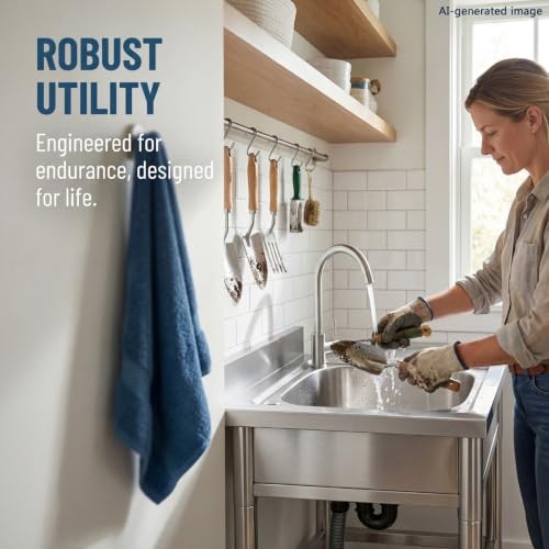 Free Standing Stainless Steel Single Bowl Commercial Sink 22in
