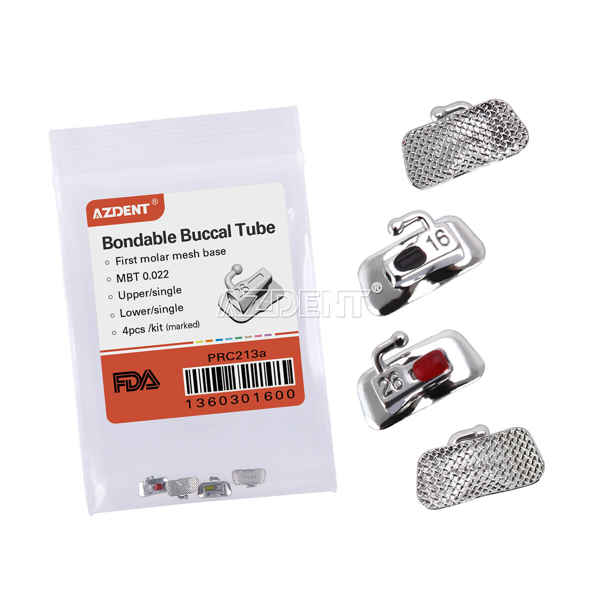 AZDENT Dental Ortho Buccal Tube 1st Molar MBT.022 Marked Bondable Non-Conv USA
