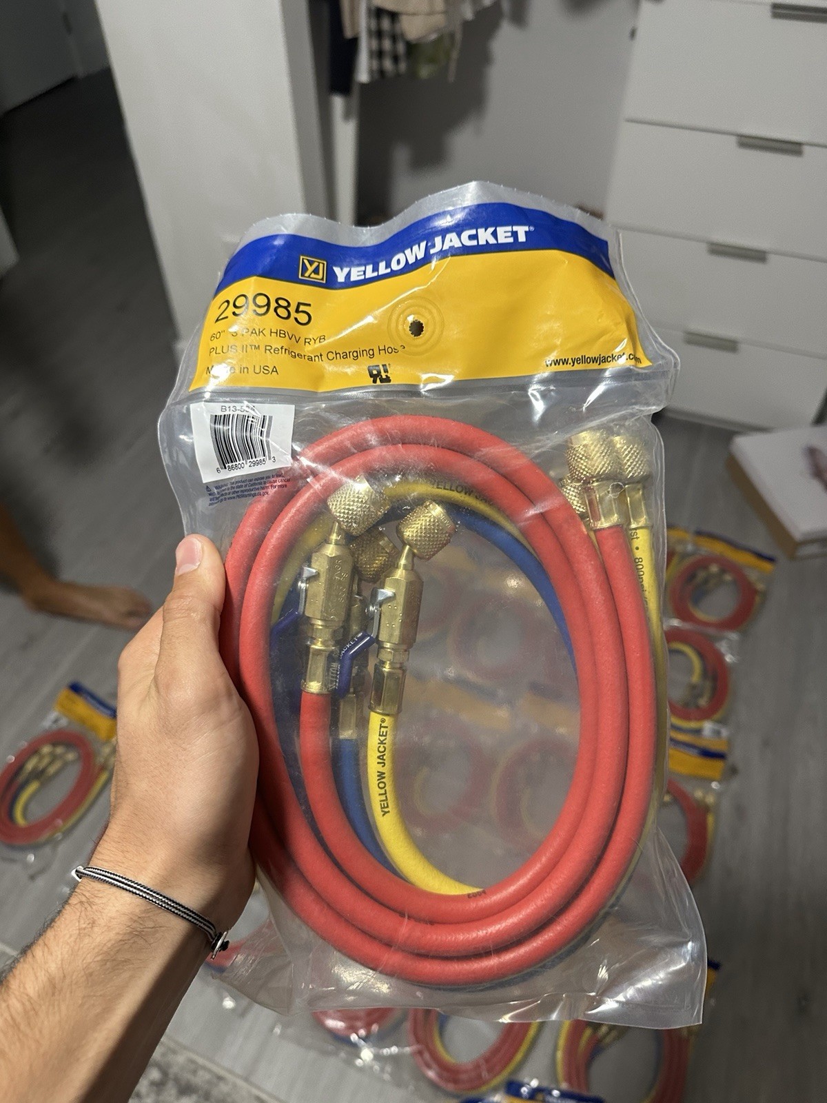 Yellow Jacket 29985 PLUS II Refrigerant Charging Hose Set 60” 3-Pack