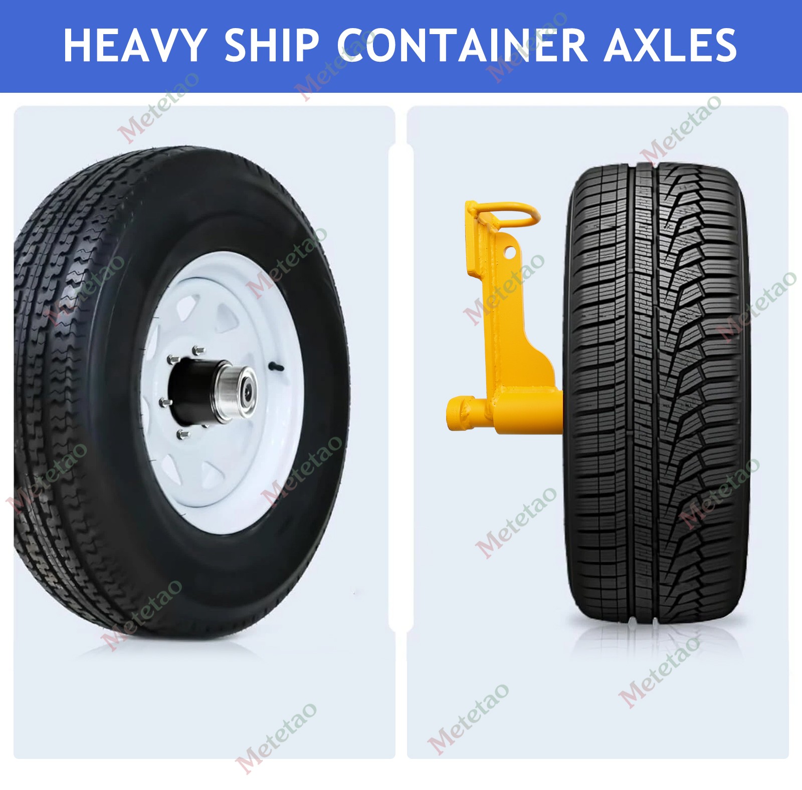 2Pack Shipping Container Wheels 8×6.5 Lug Wheels Kit with Ratchet Strap US