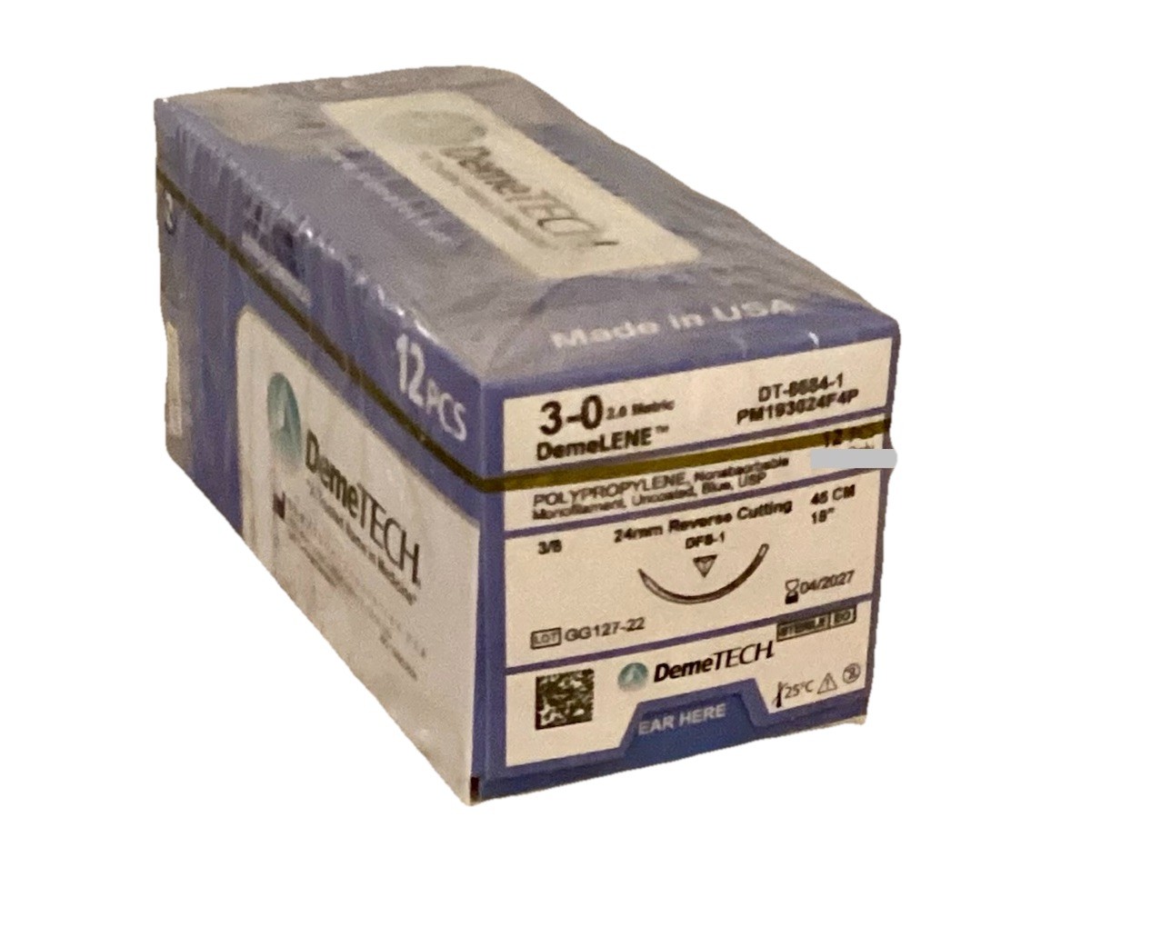 3-0 USP Polypropylene Sutures 18” DFS-1 24mm Reverse Cutting 3/8c EXP 04/2027