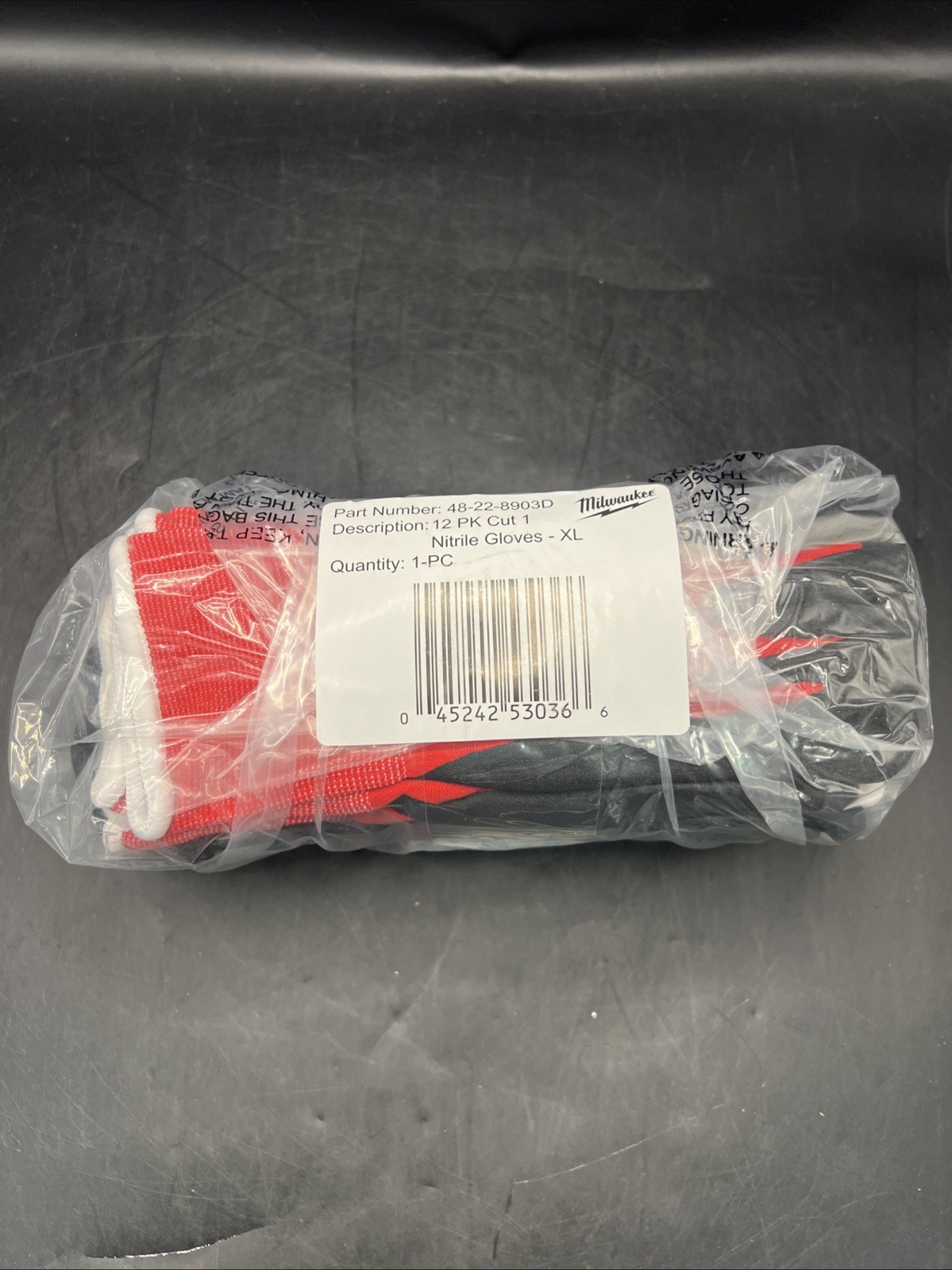 Pack of 12 Milwaukee Nitrile XL Nylon Dipped Work Gloves- Red/Black, 48-22-8903D