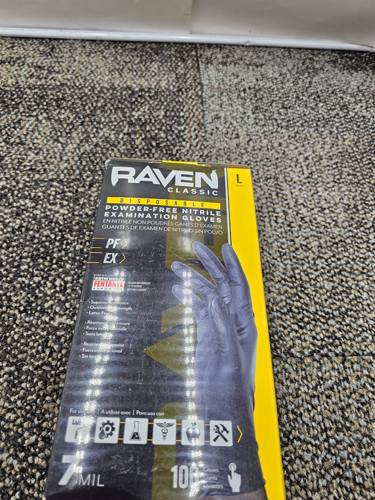 (QTY 200) SAS Raven 66518 Black Nitrile Gloves Powder Free 7mil Large