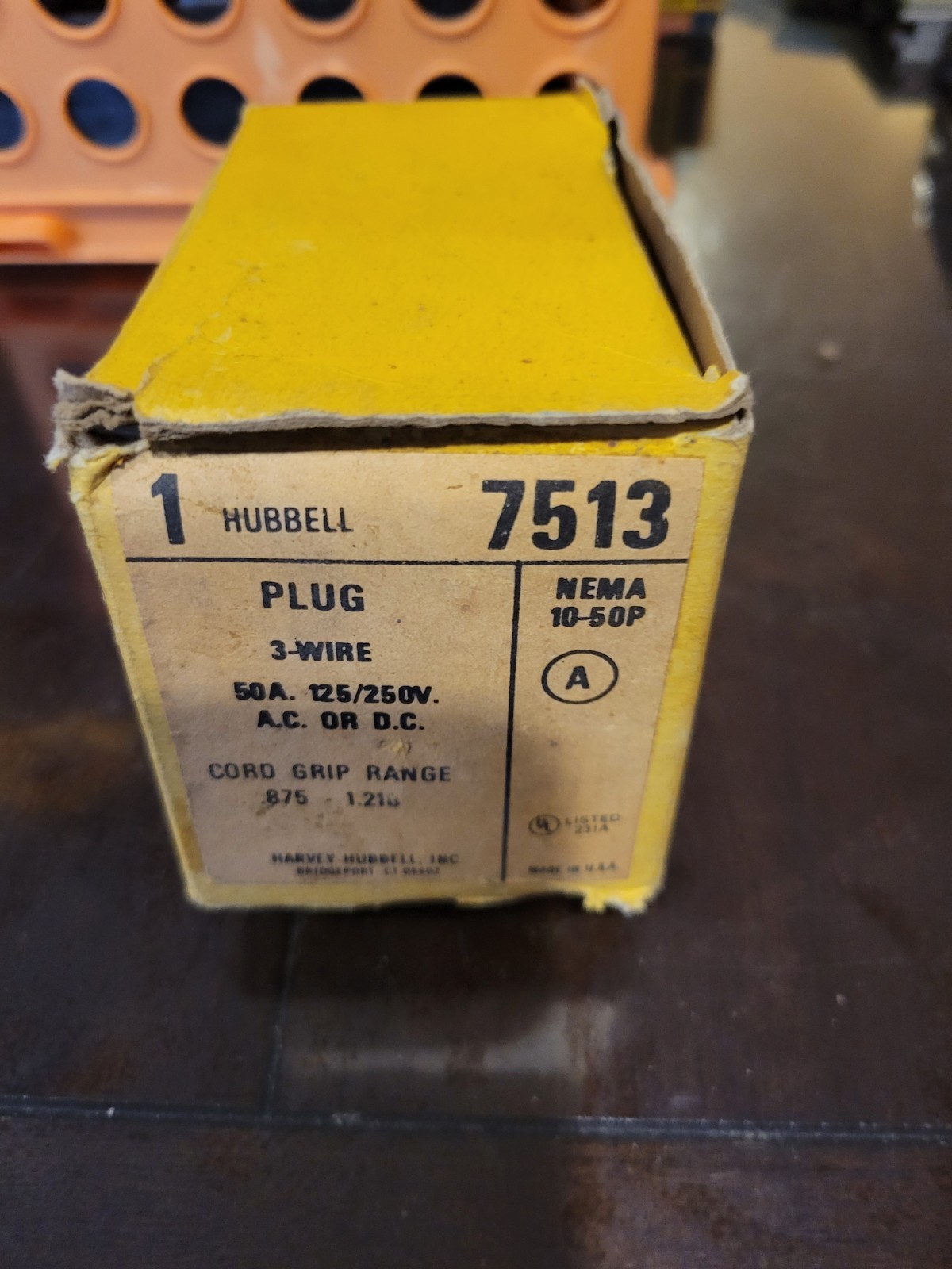 Vintage Hubbell 7513 3 Wire 50 Amp 125/250 V Ac Or DC Plug