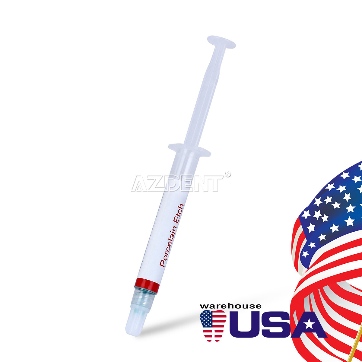Dental Porcelain Etch Gel 9.5% Hydrofluoric Acid Etchant &3X Disposable Tips USA