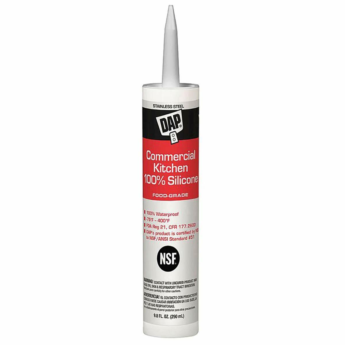 DAP 08660 Commercial Kitchen 100% Silicone Sealant, 9.8 oz, St Steel