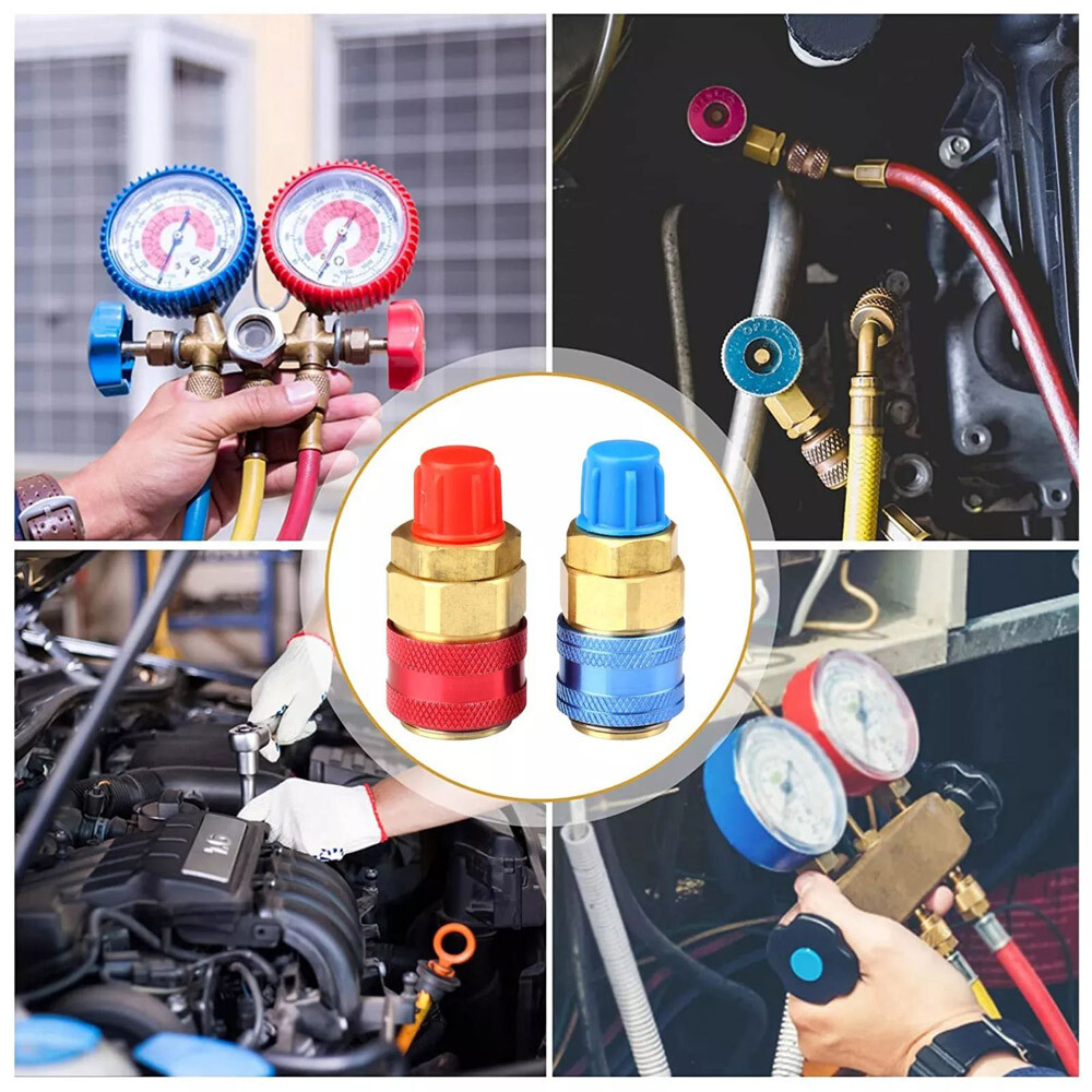 R134A A/C Quick Coupler Adapter Car High & Low Side HVAC SAE Male Flare Fitting