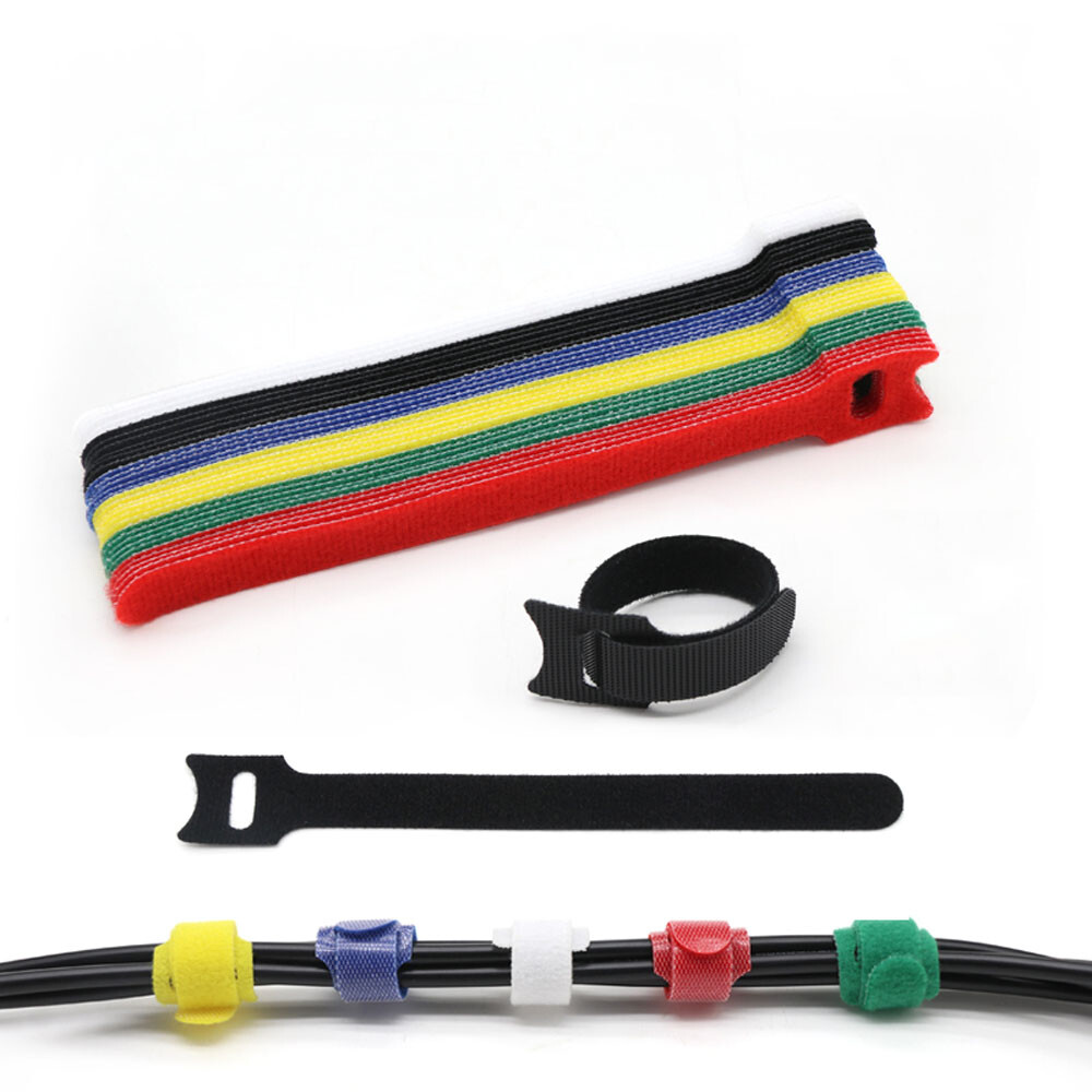 Releasable Cable Ties Reusable Nylon Hook Loop Cable Tidy Strap Fastener Straps