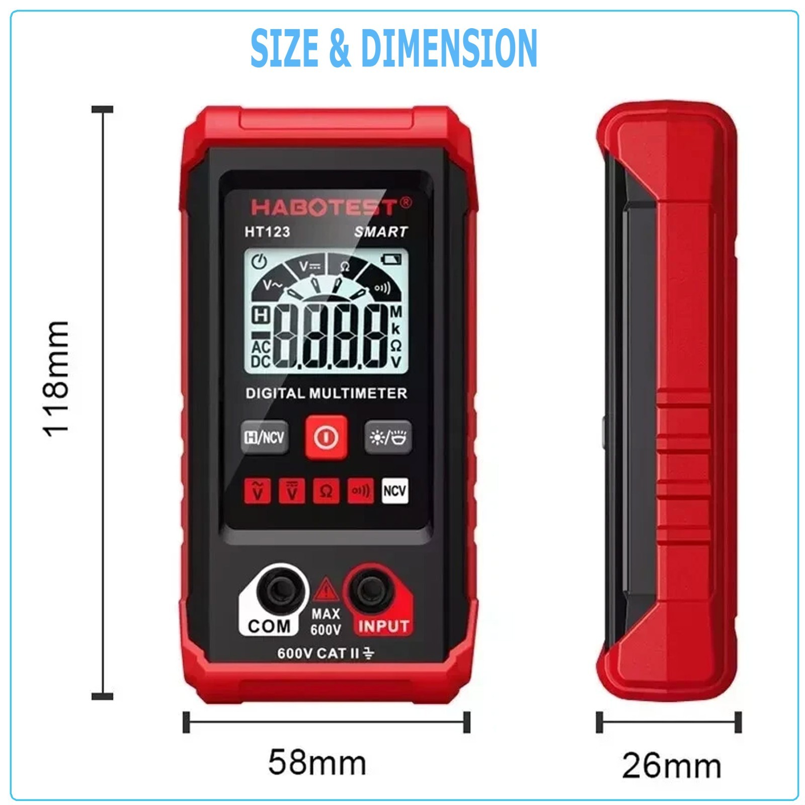 Digital Multimeter LCD Voltmeter Ammeter Ohmmeter Volt AC DC Tester Leads Meter