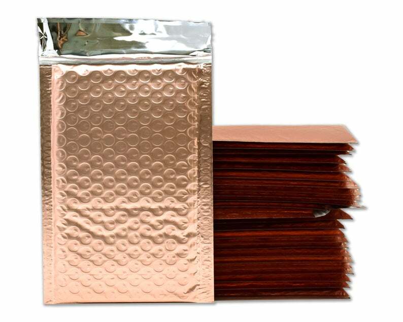 4X8 Holographic, Sunset Peach Bubble Mailers, Metallic Padded Shipping Mailing