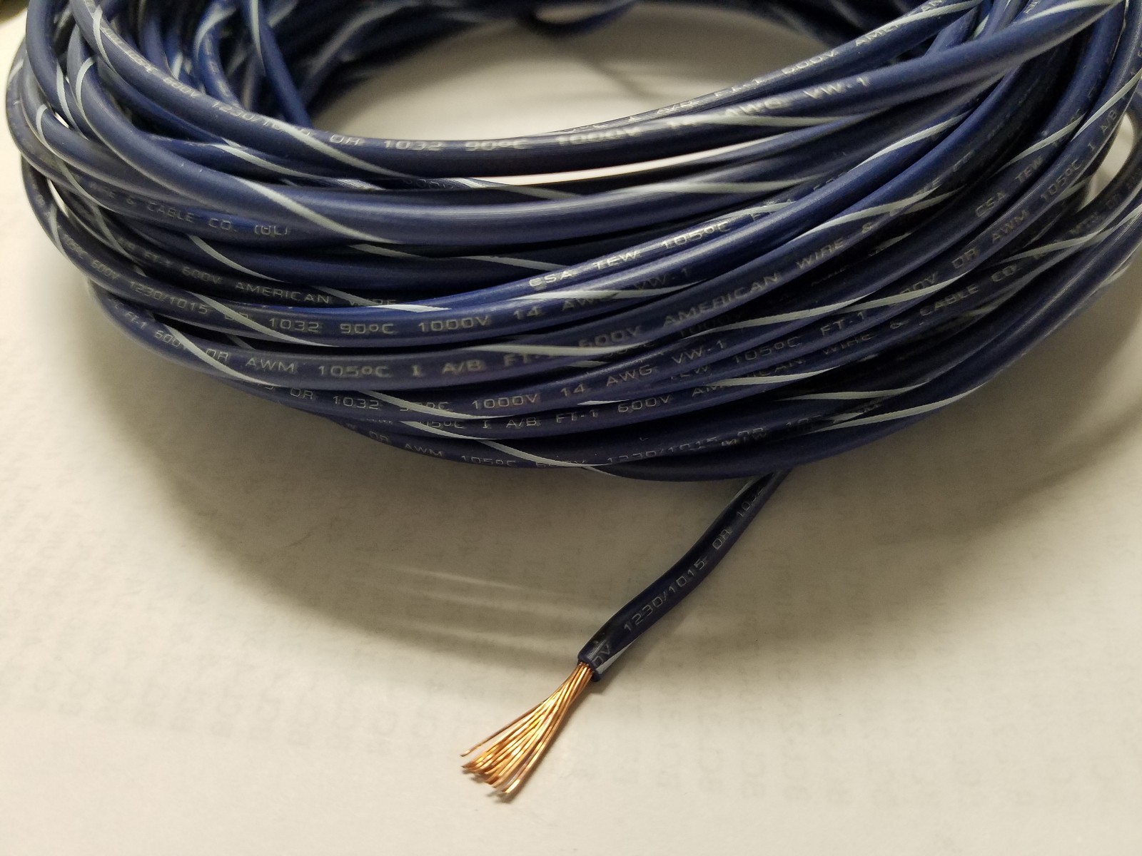 14 GAUGE WIRE BLUE/WHITE 100′ FT PRIMARY AWG STRANDED COPPER POWER REMOTE MTW
