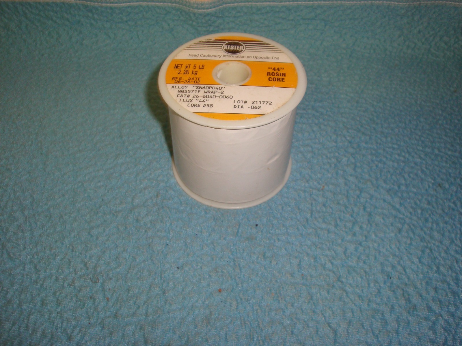 Kester 44 Rosin Core Solder Dia .062 5LBS