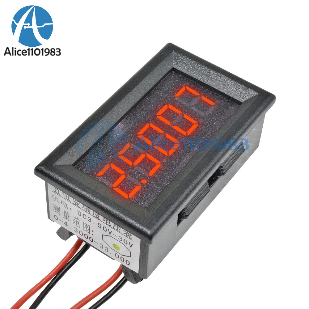 Red LED 5 Digit DC 0-4.3000-33.000V Digital Voltmeter Voltage Meter Car Panel