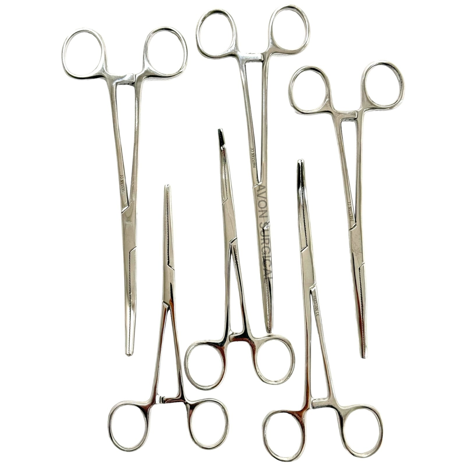 6 Count – Straight and Curved Hemostat Forceps 6.25″ + 7.25″ + 8″ Ratcheting