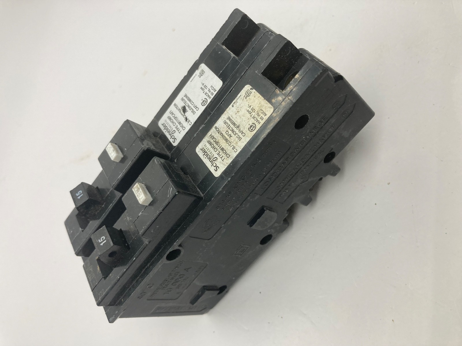 2X Schneider CHOM115PCAFI 1P Plug In Neutral Arc Fault Combination AFCI Breaker