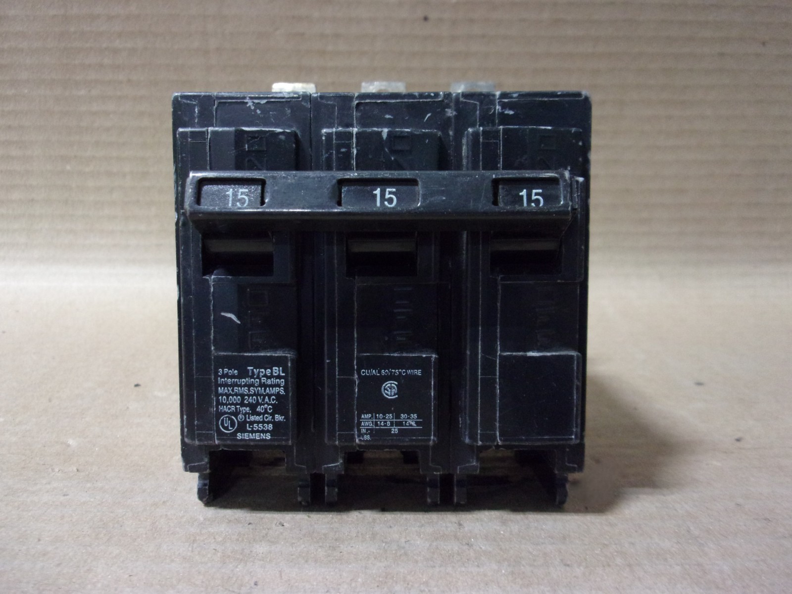 ITE Siemens BL B315 3 Pole 15 Amp 240V Bolt On CIRCUIT BREAKER