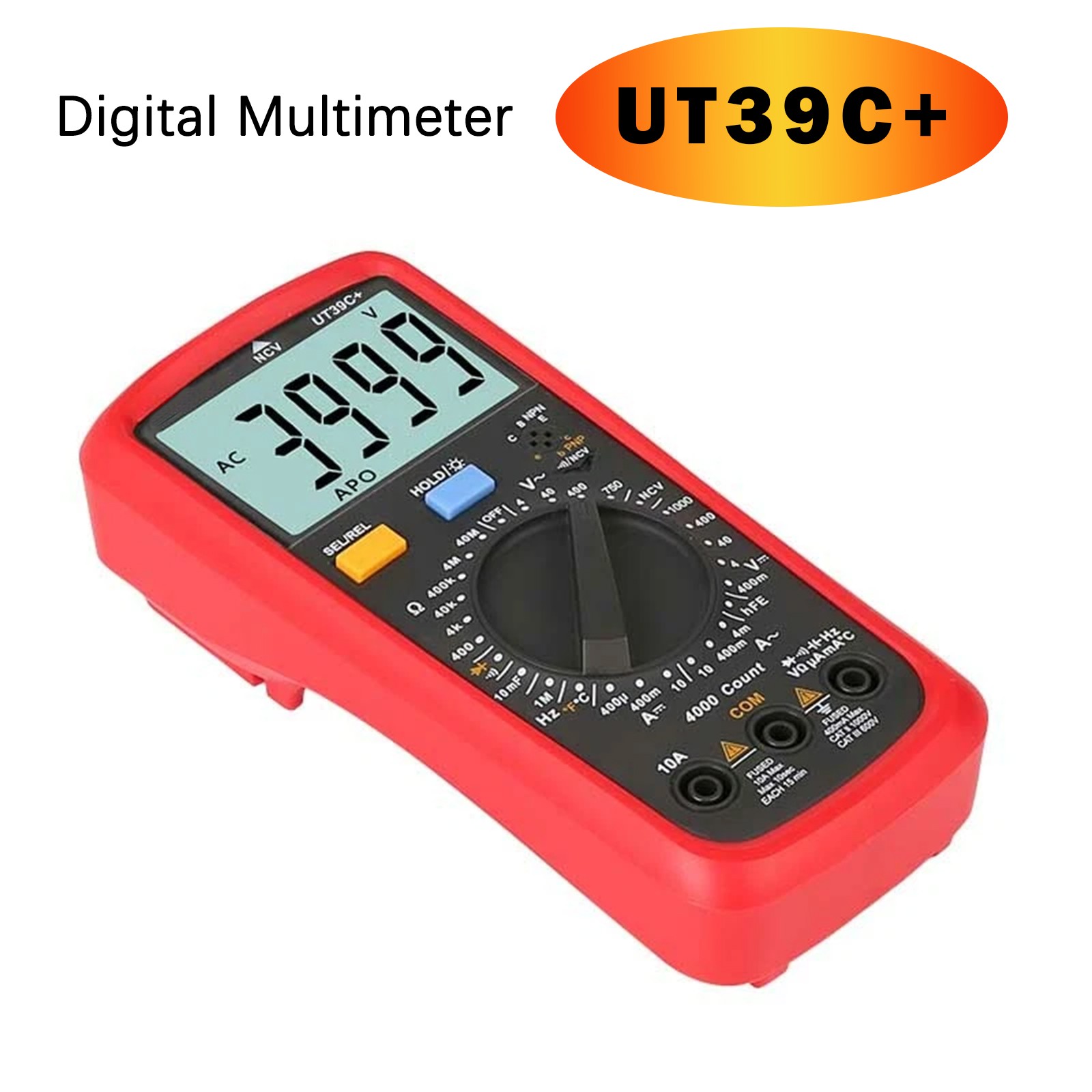 UT39C+ Digital Multimeter Auto Range LCD Backlight Data Hold Multimetro Tester