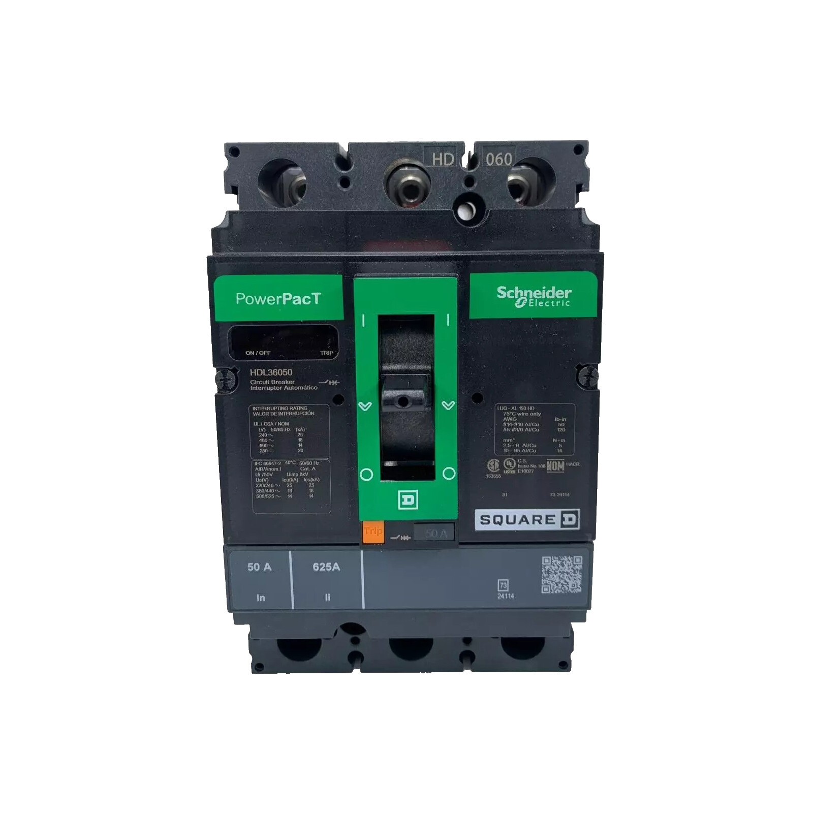 NIB – Square D – HDL36050 – 50A, 3-Pole, 600Vac Powerpact H Circuit Breaker