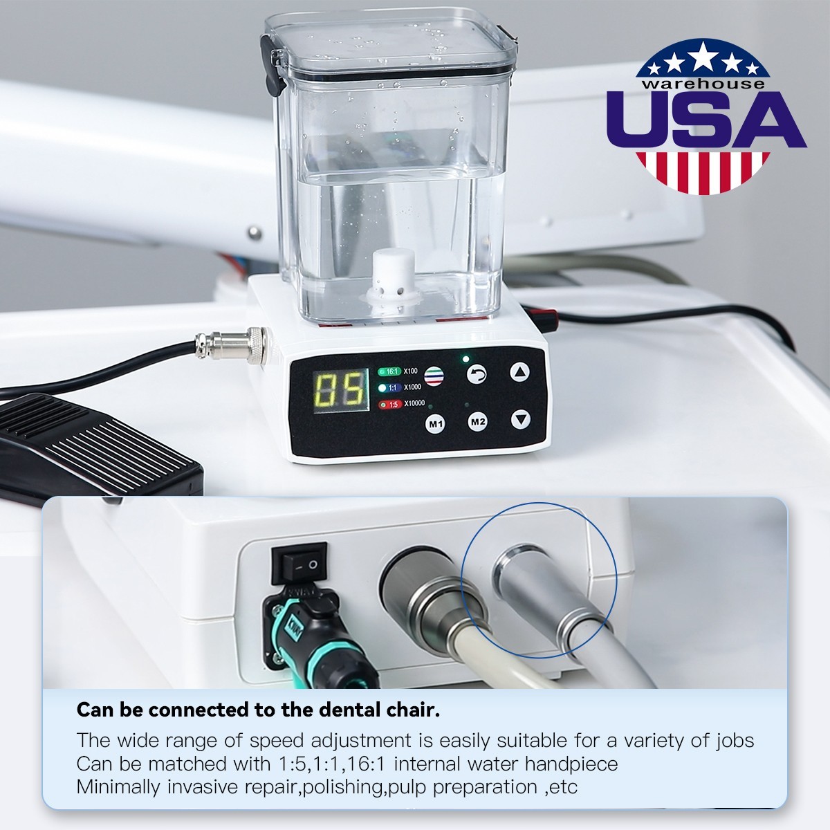 NSK Style Dental Brushless LED Electric Micro Motor/1:1/1:5 Increasing Handpiece