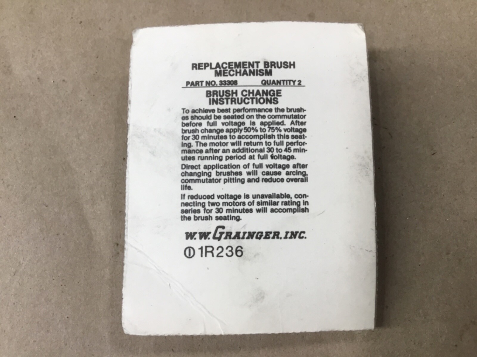 Motor Replacement Brush Set 33308 Grainger Part IR236 #40H38RM