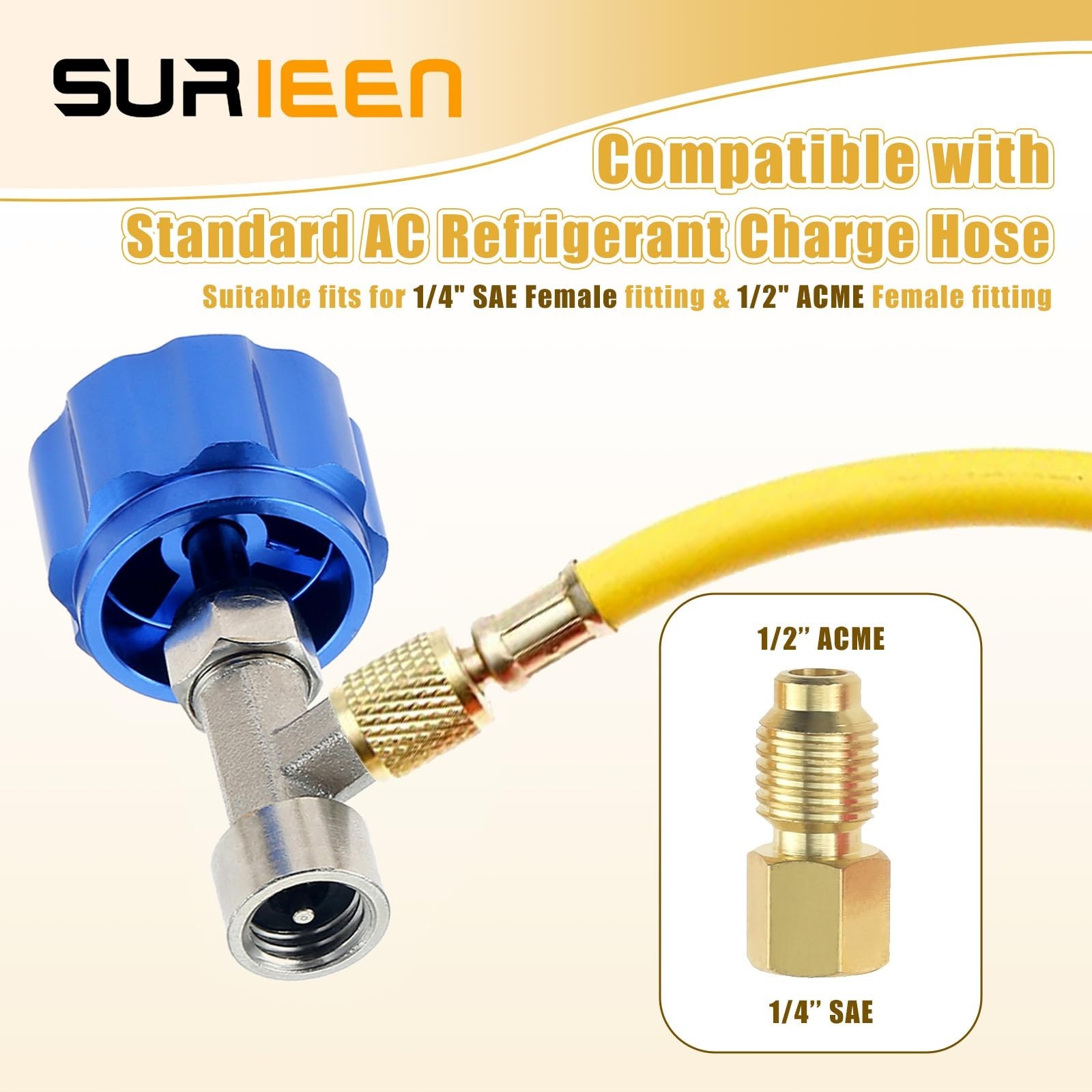 R134A Can Tap Valve with Tank Adapters | Self-Sealing & Piercing Refrigerant Can