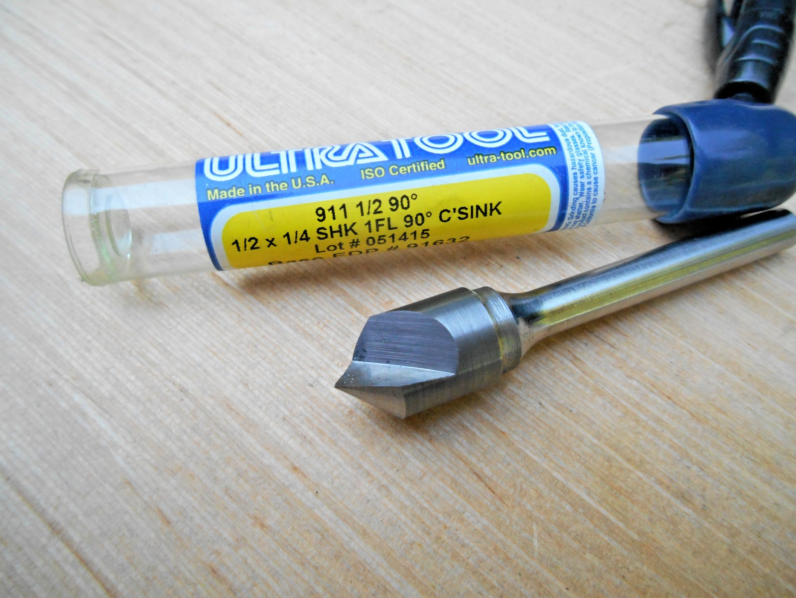 Ultra Tool 91632 Carbide Head Countersink 1/2″ x 90°, 1FL, 1/4″ Shank 2-3/4″OAL